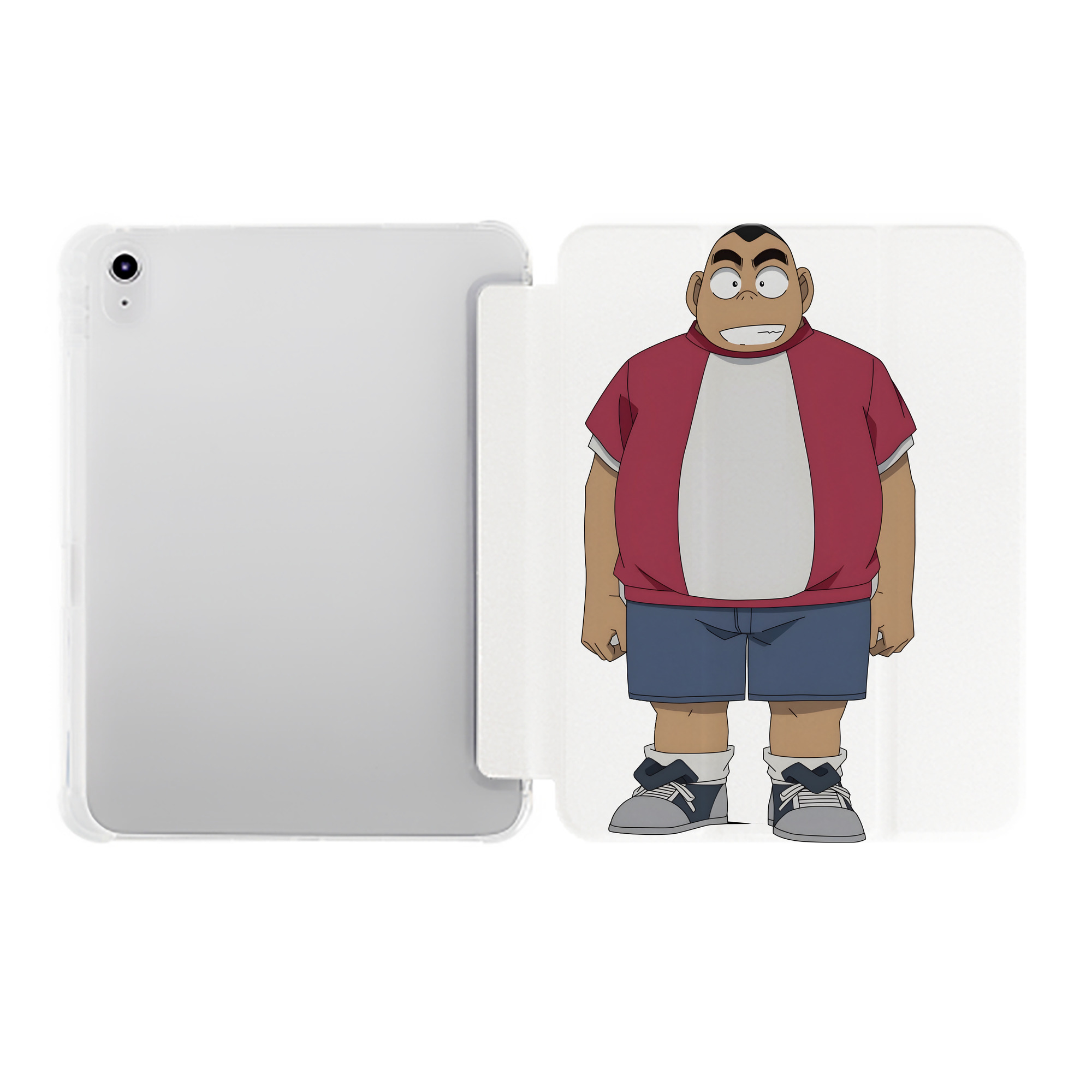 （画像用） 名探偵コナン 小嶋 元太 こじま げんた Detective Conan Kojima Genta IPad ケース ペン収納付き 三つ折りスタンド PUレザー×シリコン 対応機種9.5/10.5/10.9インチ